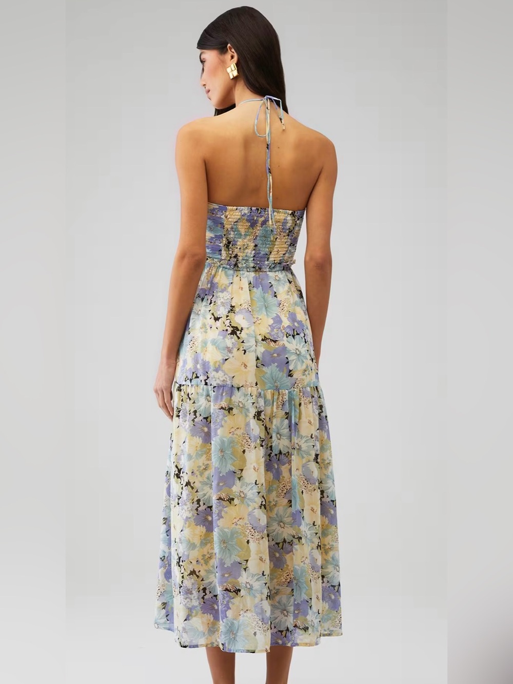 ASTR the label Rozina Maxi Dress in Blue/Green Floral, Size Medium - Picture 3 of 9